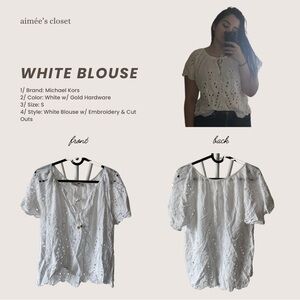 Michael Kors White Puff Sleeve Blouse with Tie Front